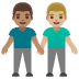 👨🏽‍🤝‍👨🏼 men holding hands: medium skin tone, medium-light skin tone display on Google